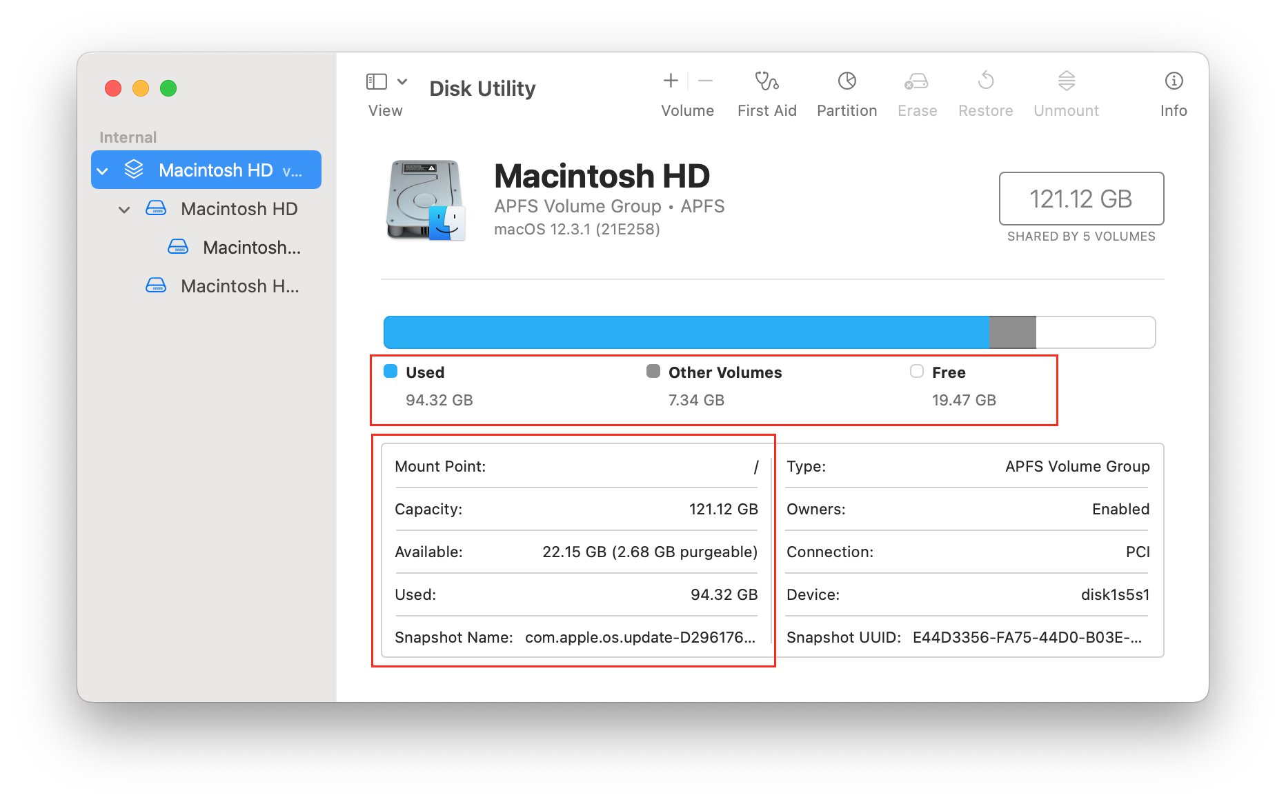 how to see disk space mac