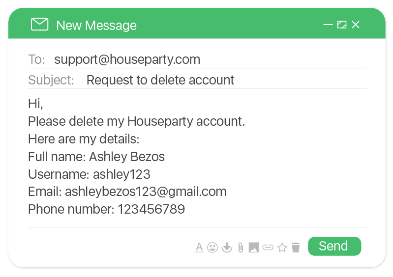 Houseparty account removal message