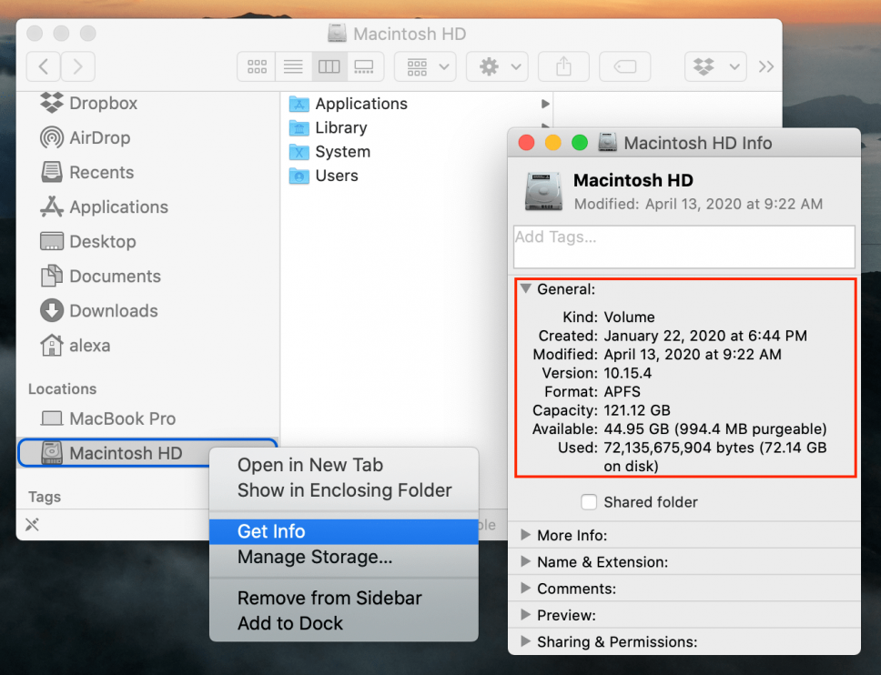 mac hard drive space usage