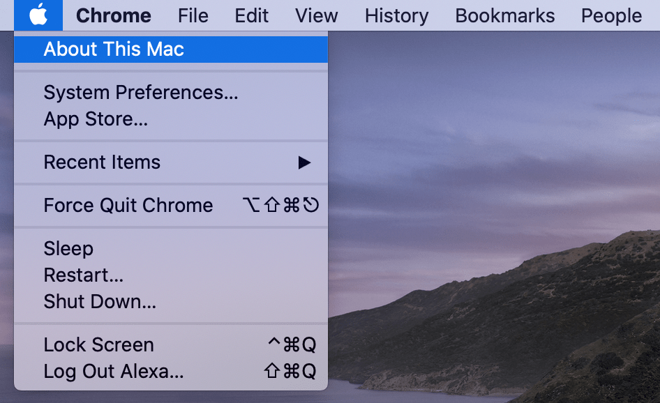 About This Mac menu command