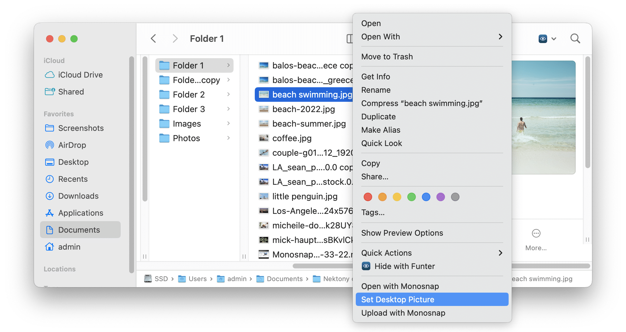 context menu - set desktop picture option