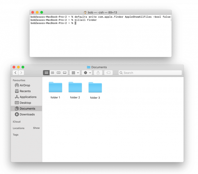 show hidden files in mac command line