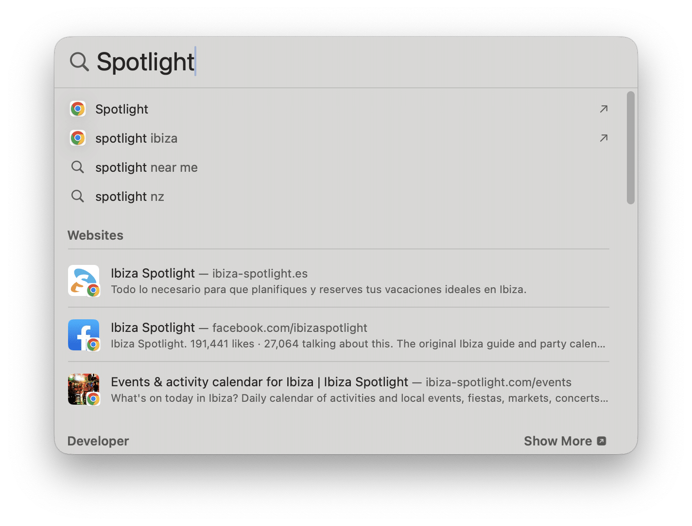 Spotlight search