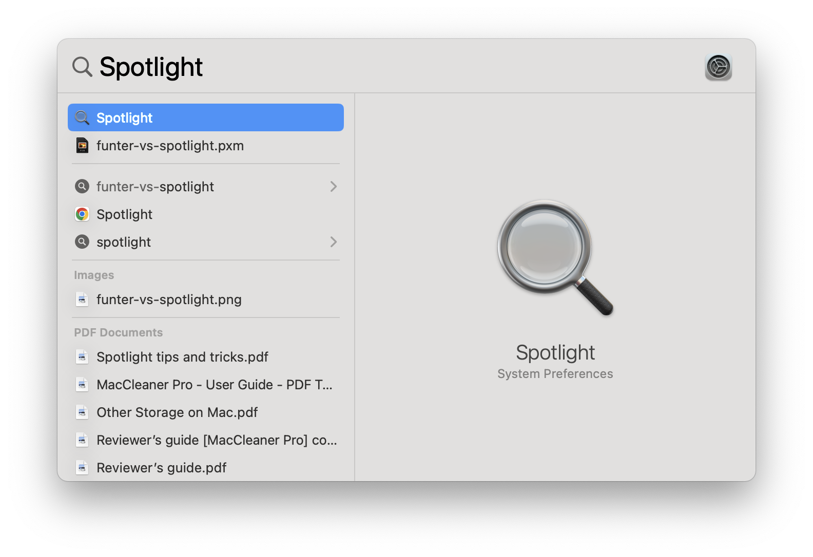 Spotlight search