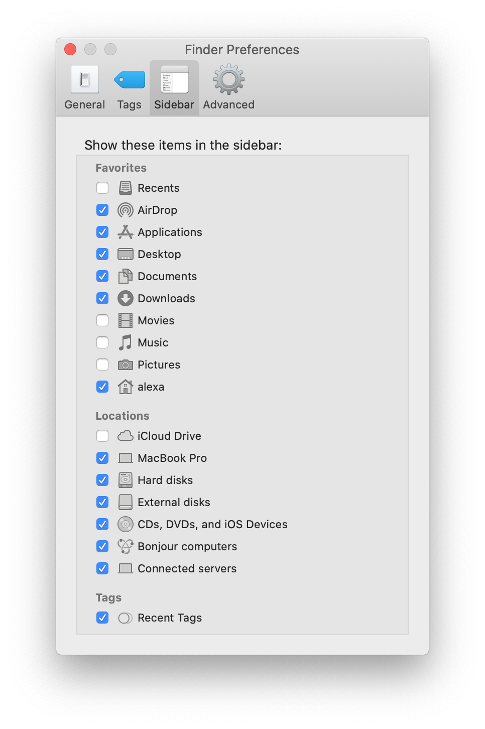 finder preferences window