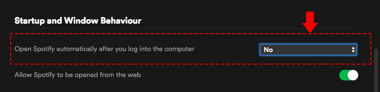 option to stop Spotify open at Mac login