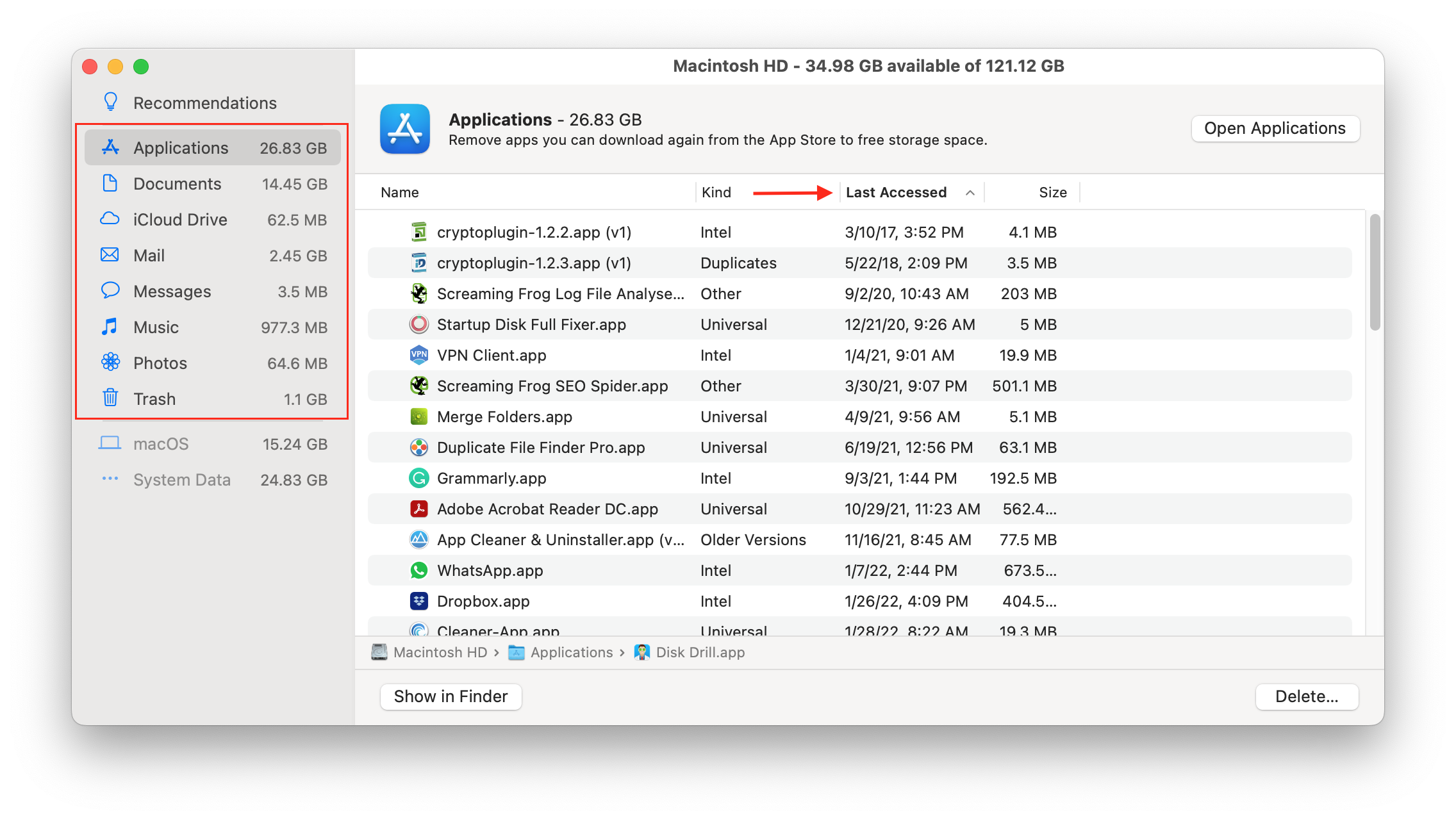 how to free up space on disc mac