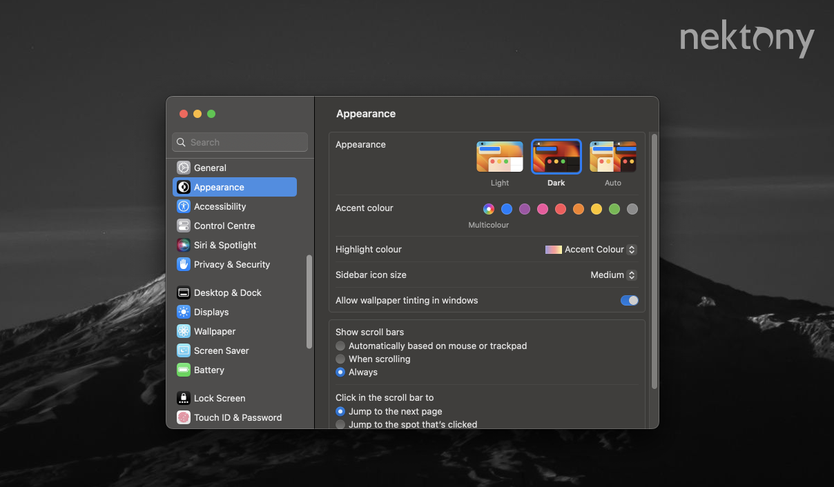 Dark Mode on a Mac