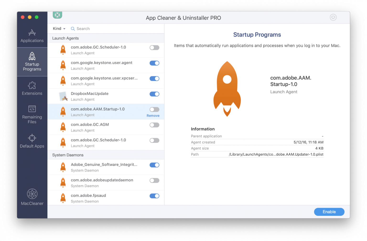 App Cleaner Uninstaller Startup Programs Help Page