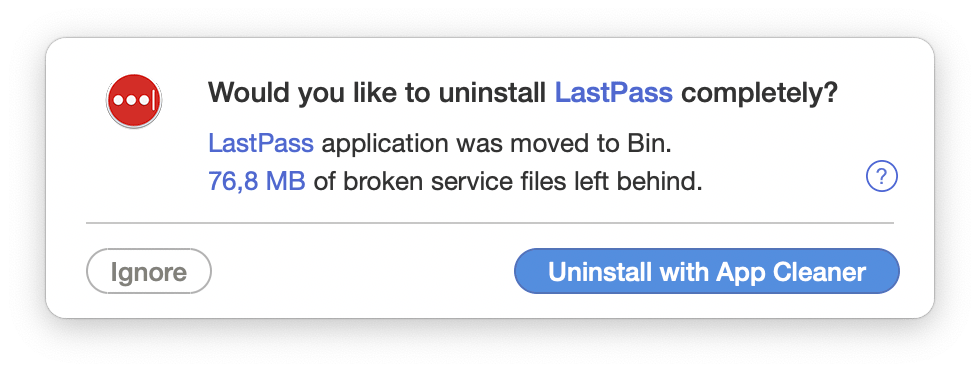 App Cleaner & Uninstaller notification that service files left behind