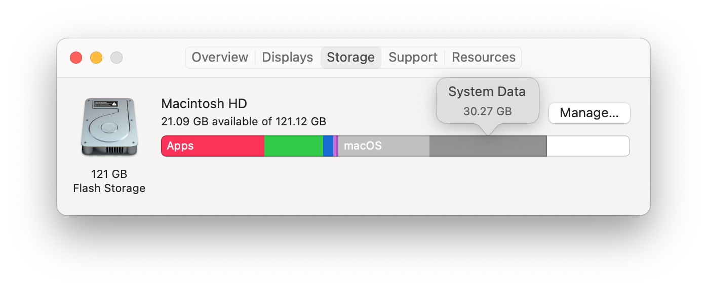 About this Mac panel - Storage tab