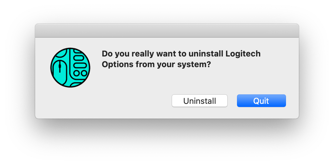 Logitech Options Uninstaller application window