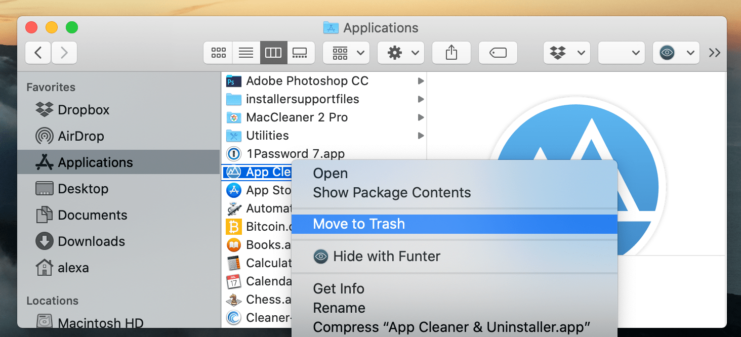app cleaner diappeared from mac