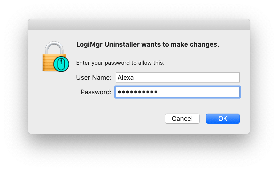 Logitech Options Uninstaller window asking to allow changes