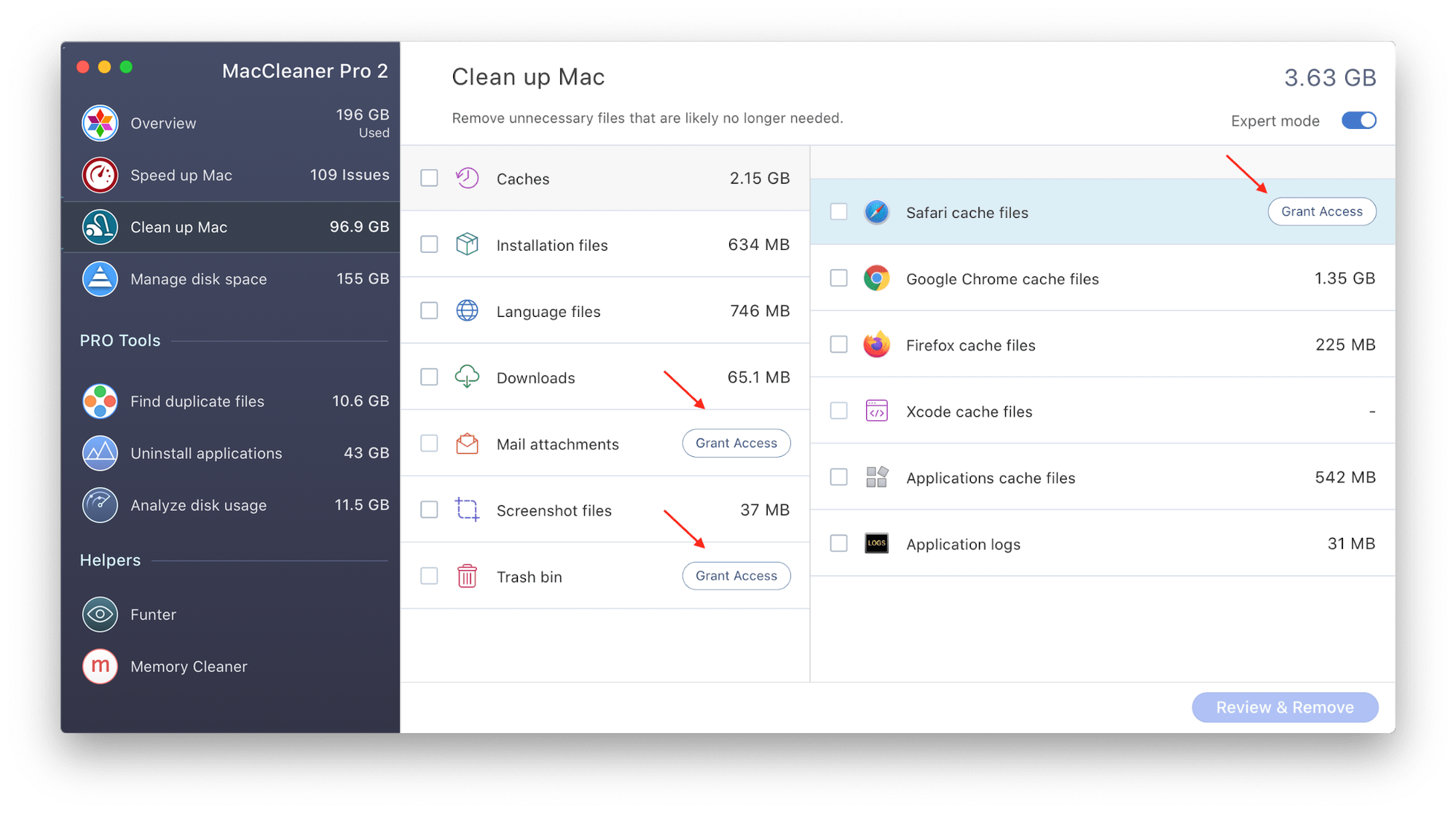 grant Full Disk Access to MacCleaner Pro app