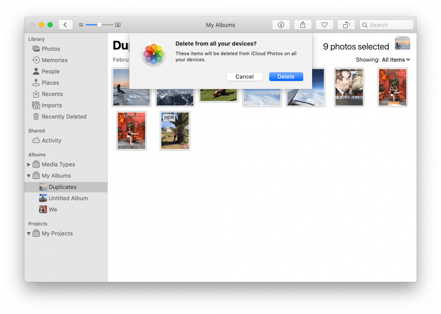 remove duplicates from iphoto library