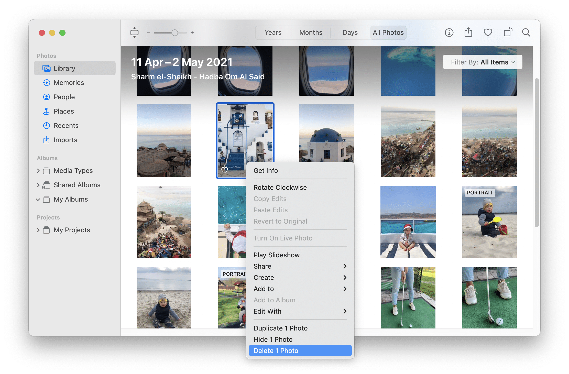How to delete photos from library on mac