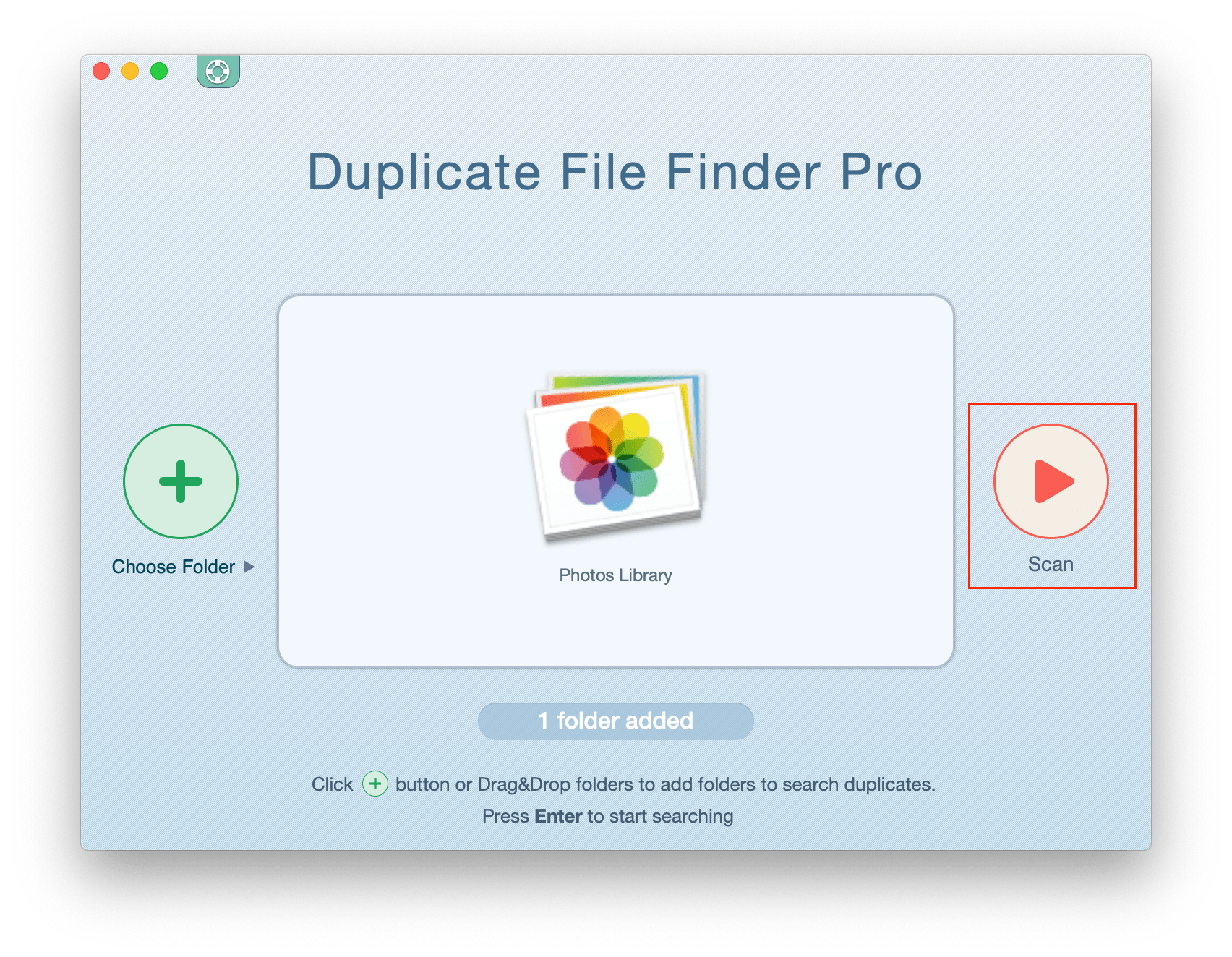 duplicate file finder-scan photos library