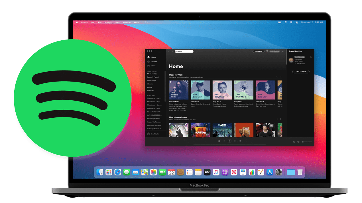 MacBook Pro image with opened Spotify window