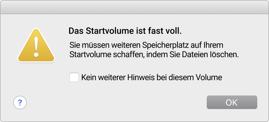 Das Volume Ist Fast Voll Meldung Abschalten