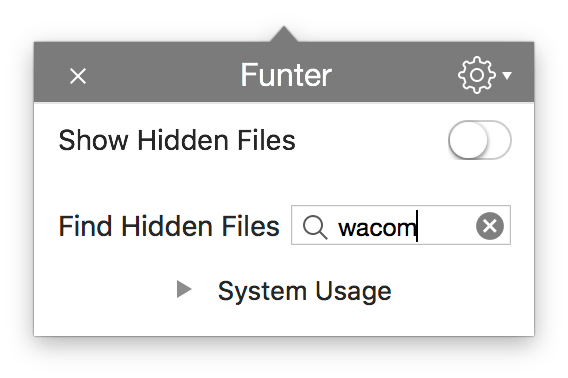 Searching for Wacom Hidden Files with Funter application