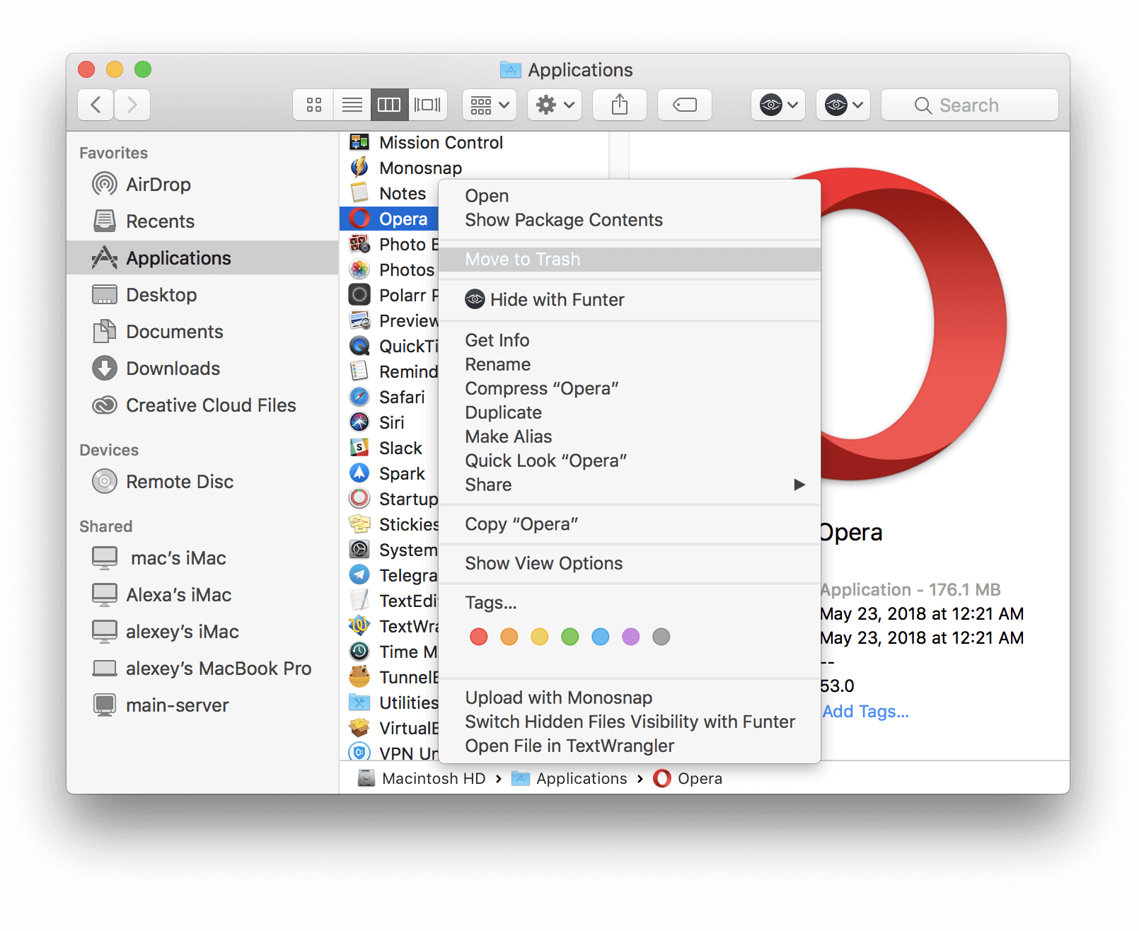 apple force empty trash key command