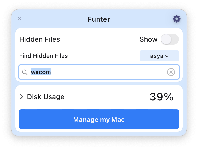 Searching for Wacom Hidden Files with Funter