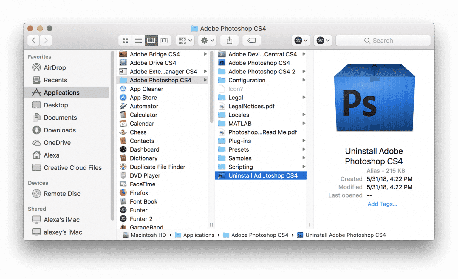 uninstall photoshop from mac