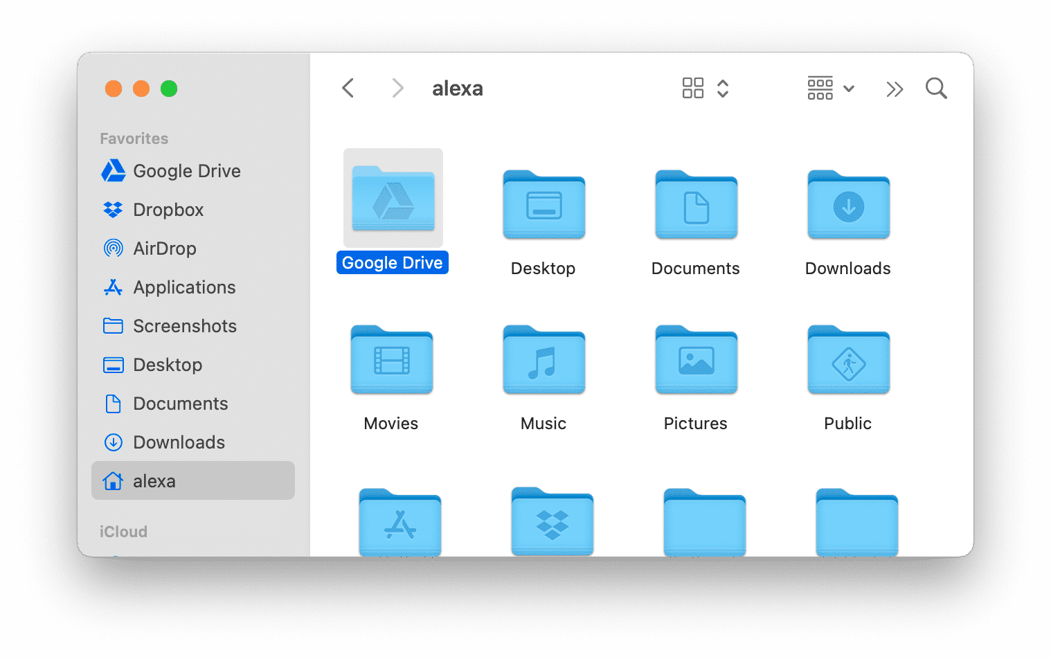 Google Drive folder in Finder