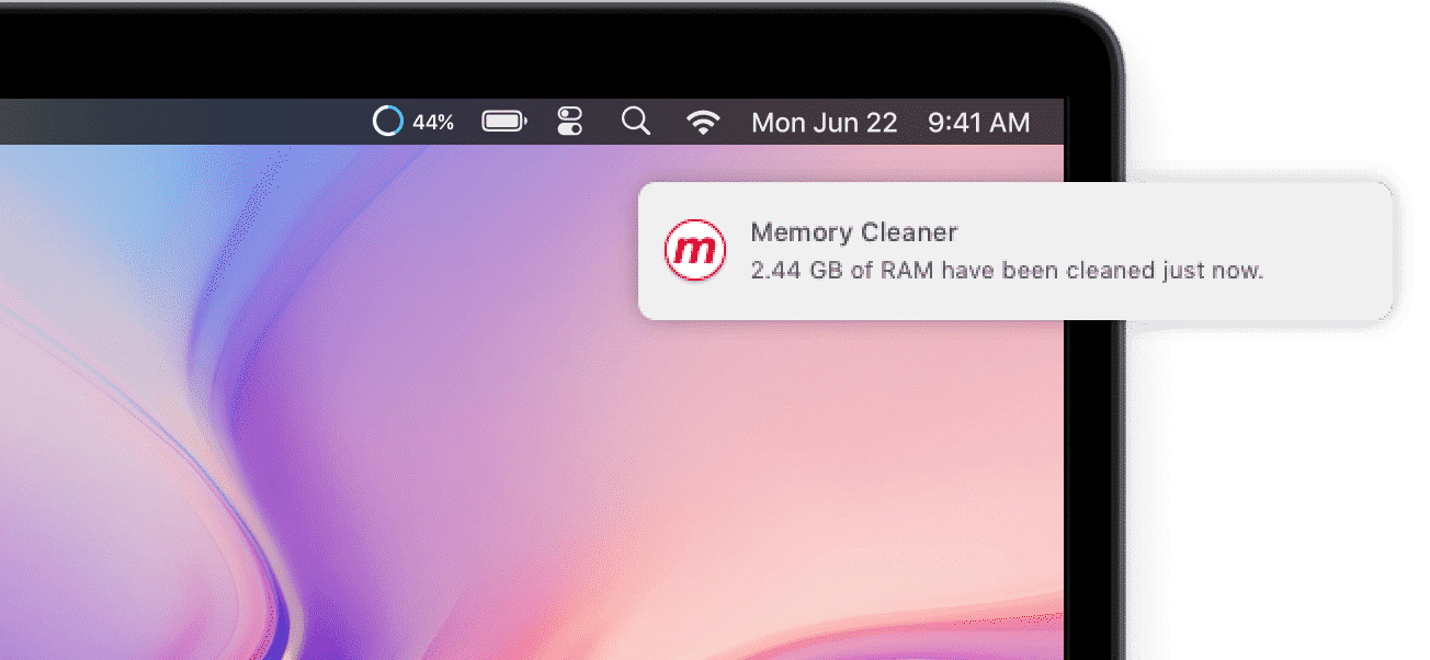 Memory Cleaner notification about automatic RAM cleanup