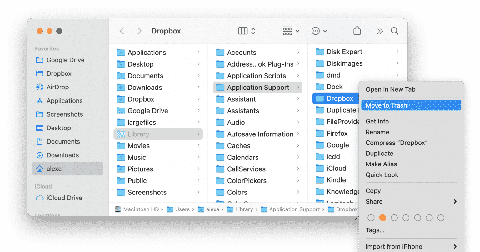 delete dropbox on mac