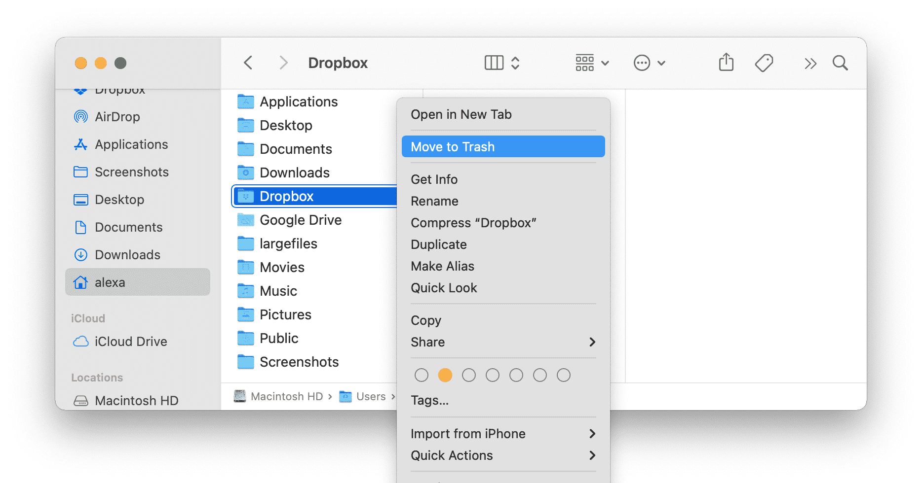 Dropbox folder in Finder