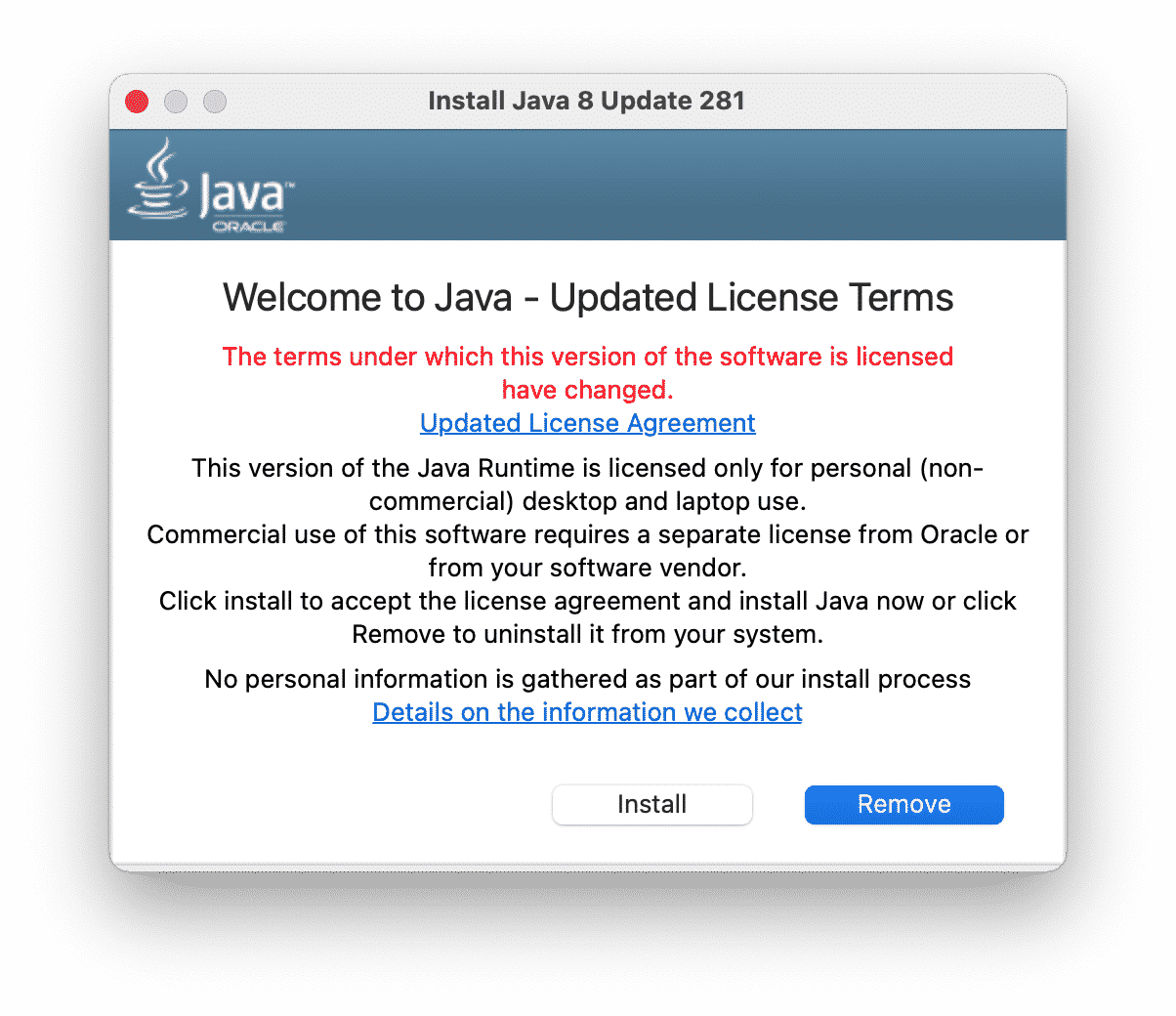 Java update window