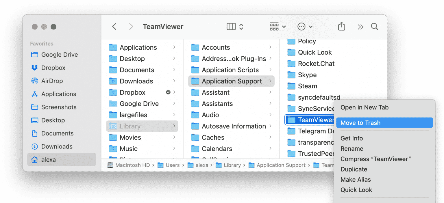 delete teamviewer mac