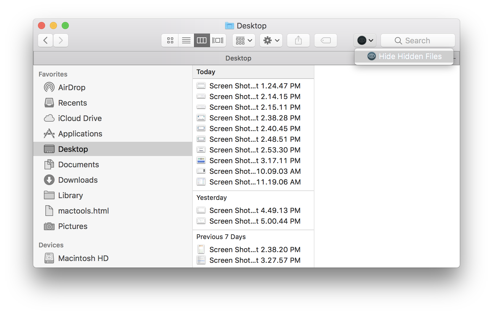 mac terminal commands show hidden files