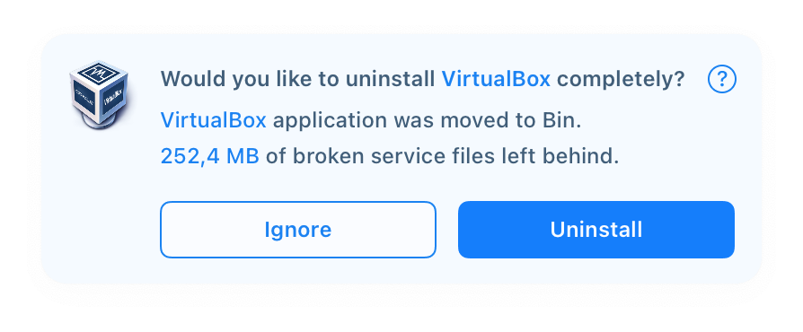 App Cleaner & Uninstaller showing VirtualBox