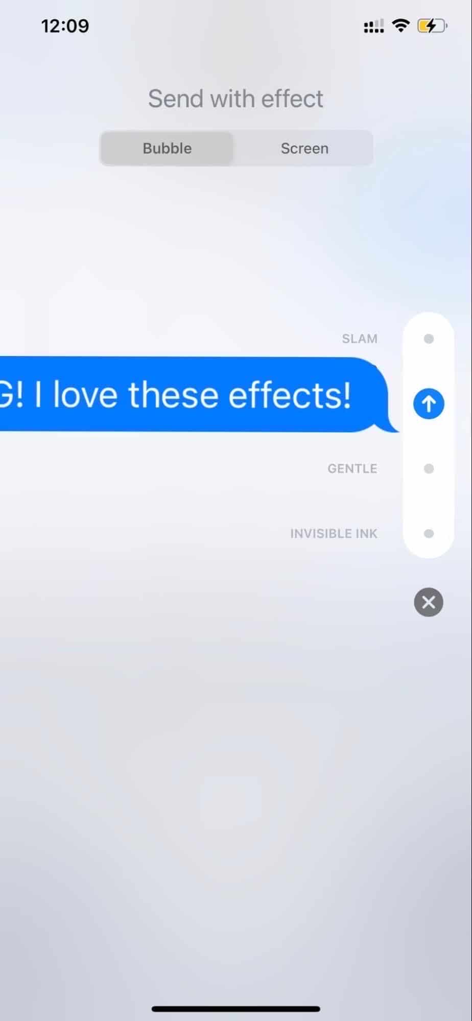 Different effects in iMessage