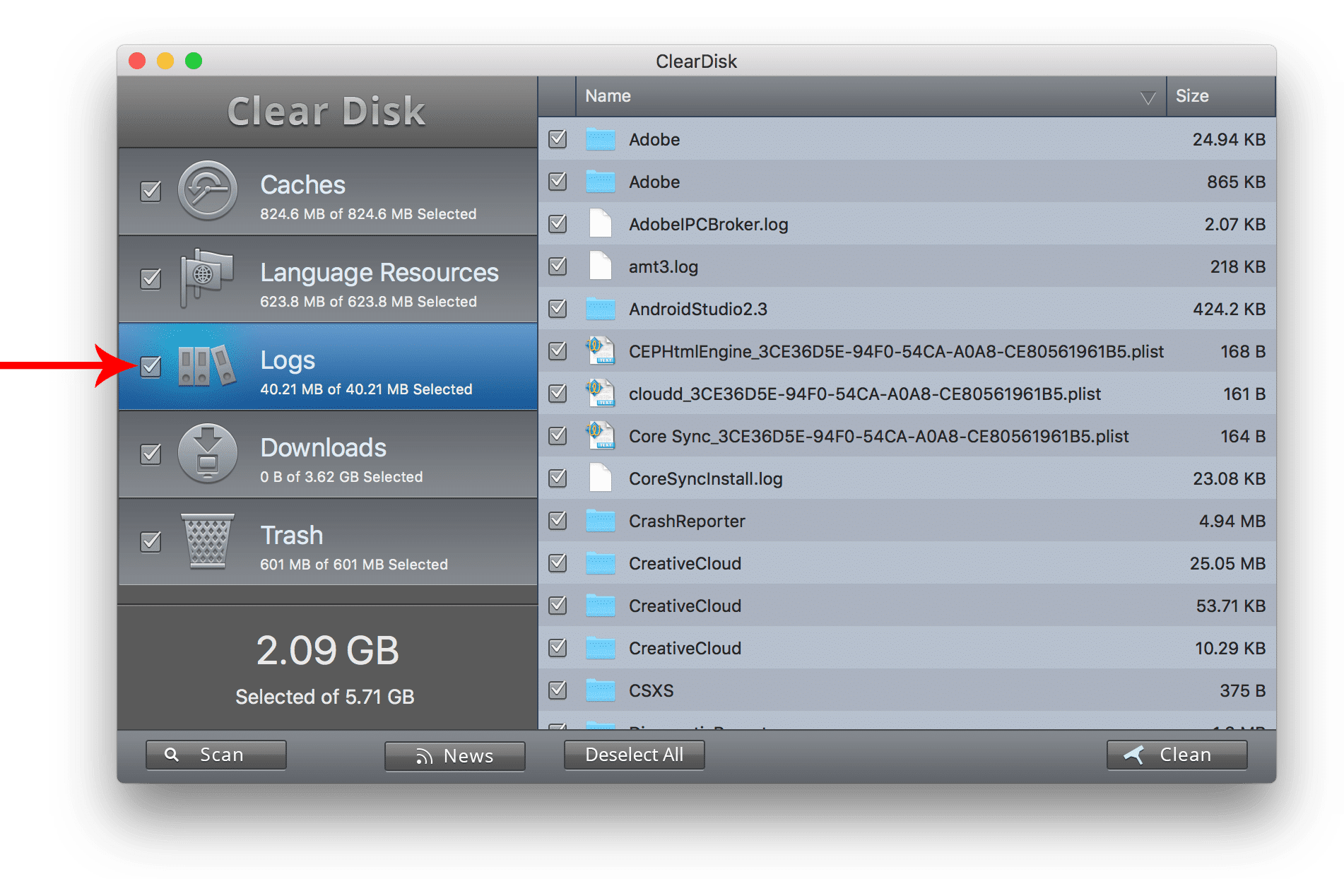 clear disk logs