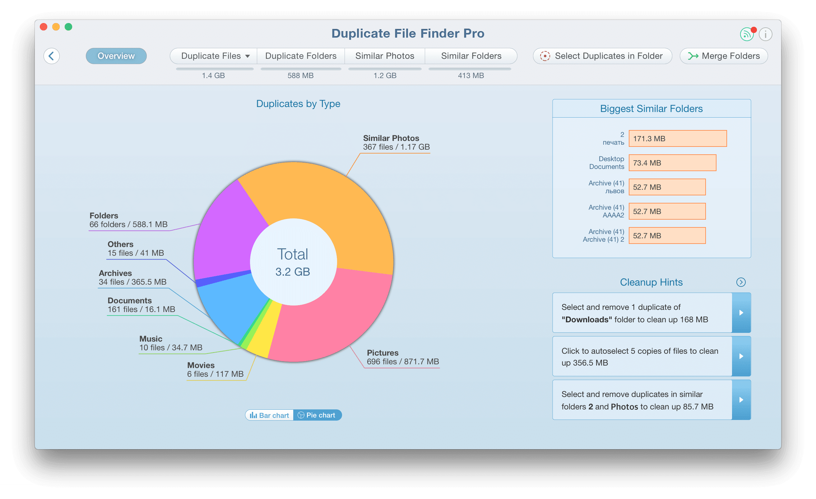 Pie Chart mode in Duplicate File Finder
