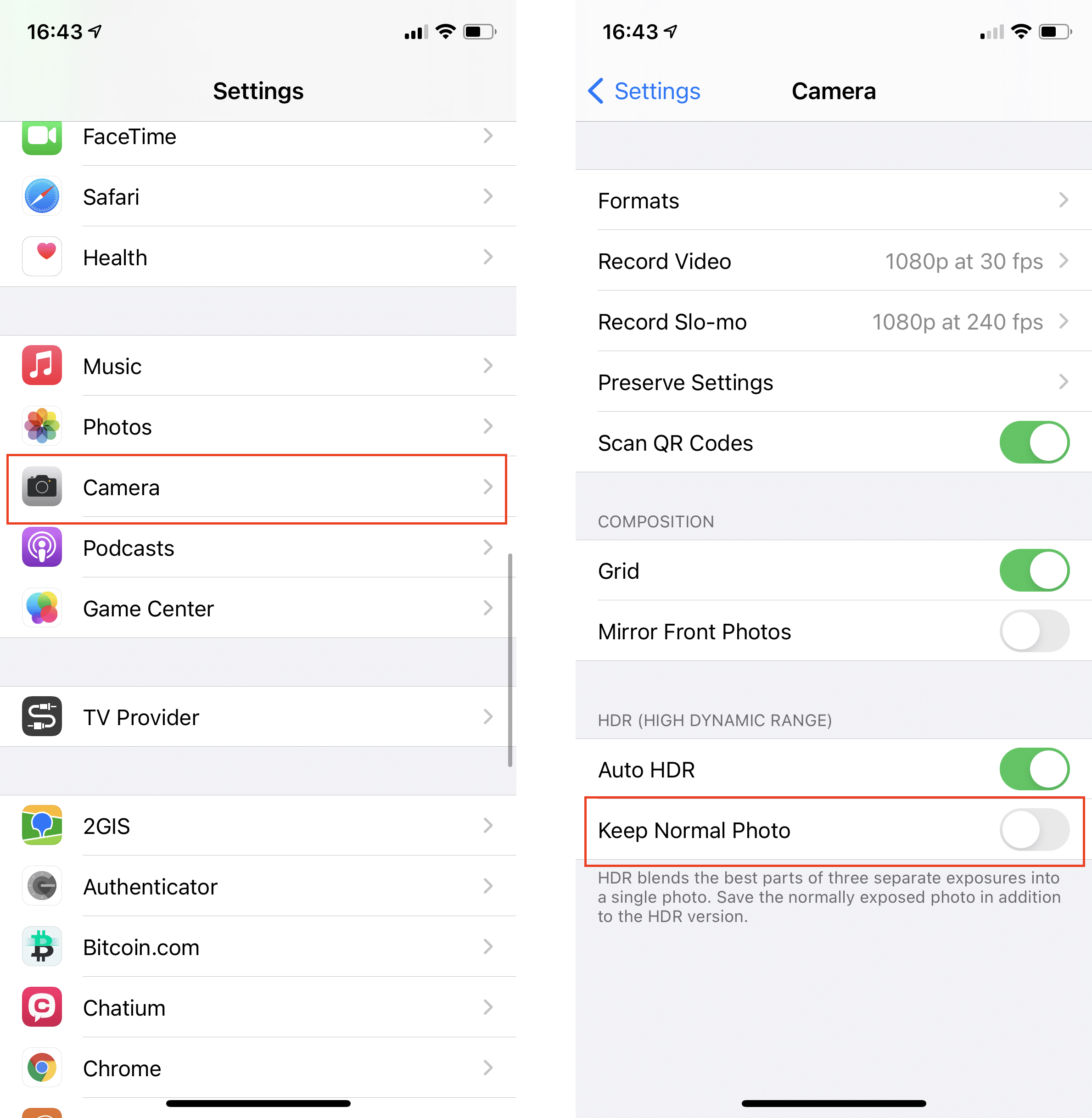 Keep normal photo option on iPhone