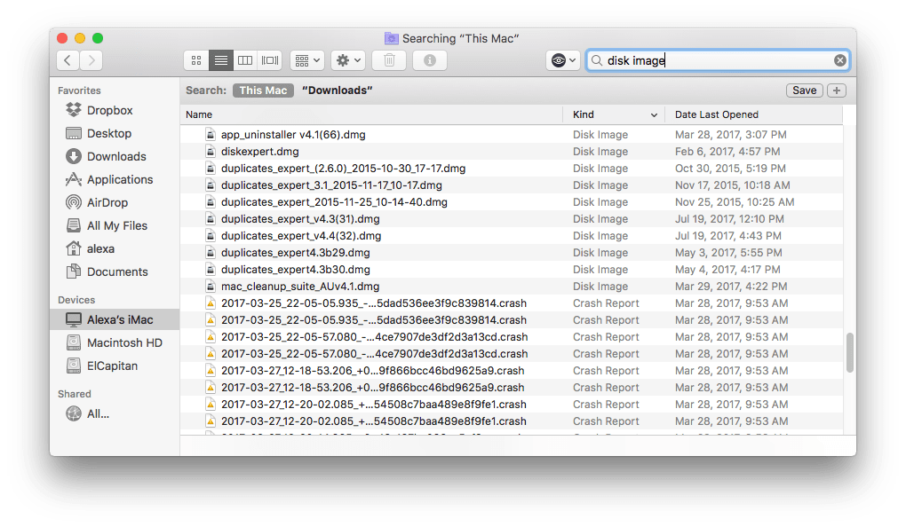 Finder window showing Downloads