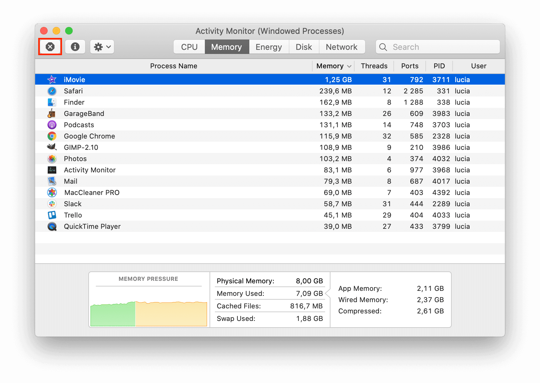 Finder window showing cache files