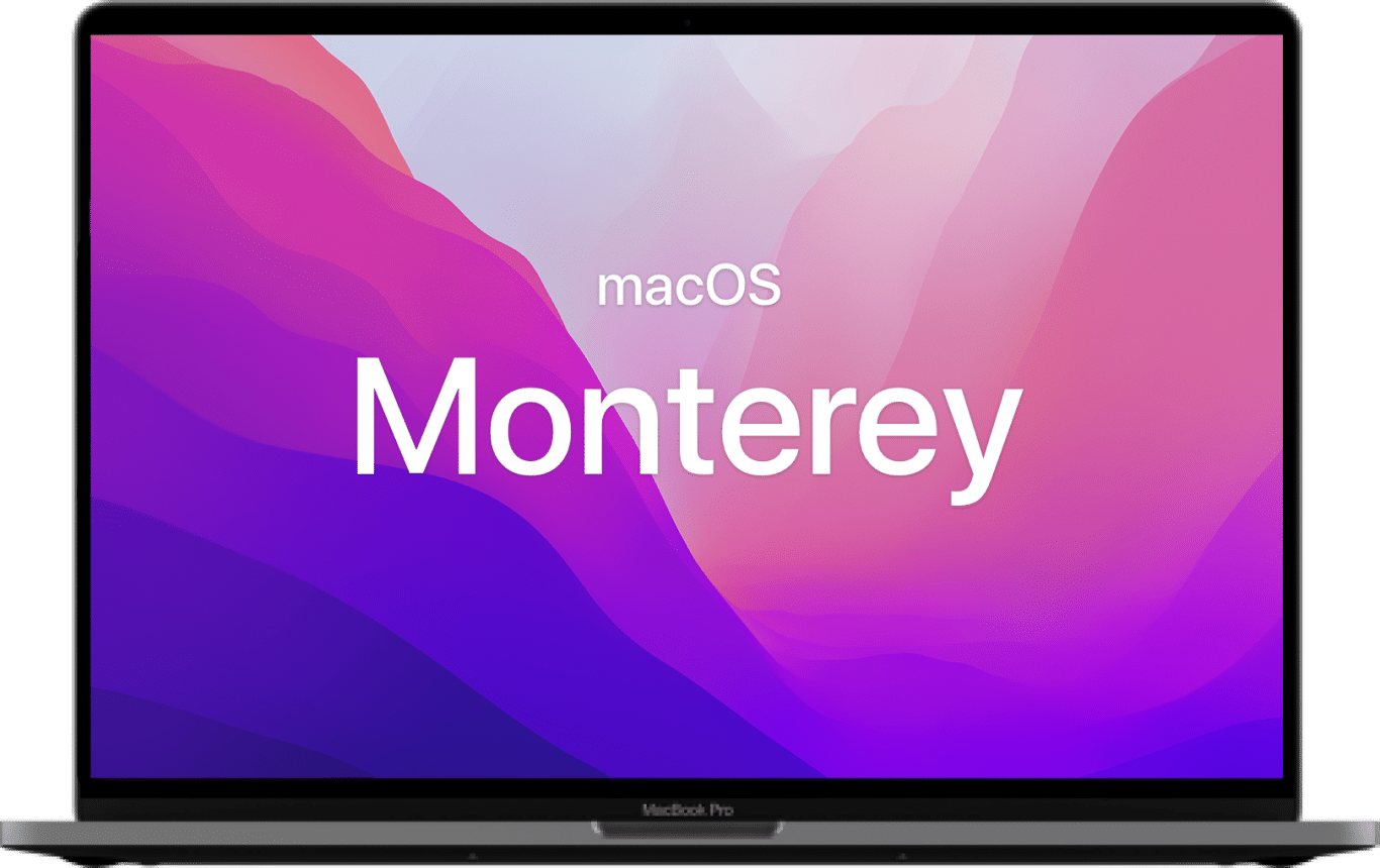 MacBook with the Monterey wallpaper