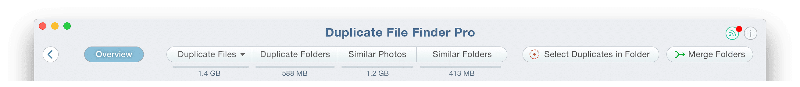 Top Menu tabs of Duplicate File Finder