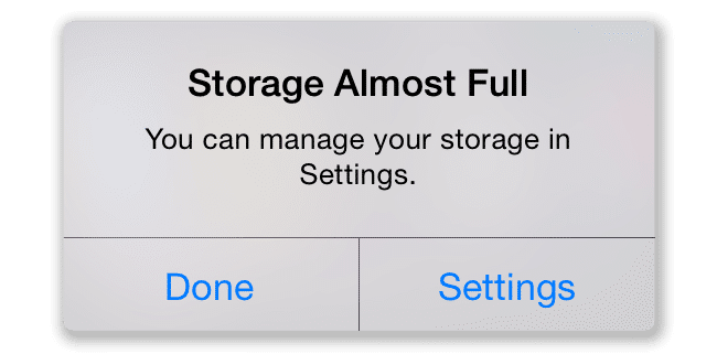 iPad storage is full message
