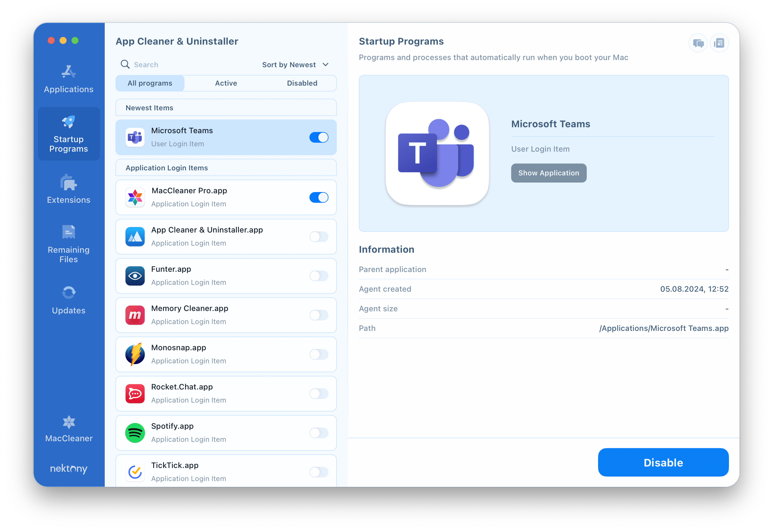 Click on Remove to stop Microsoft Teams from starting automatically