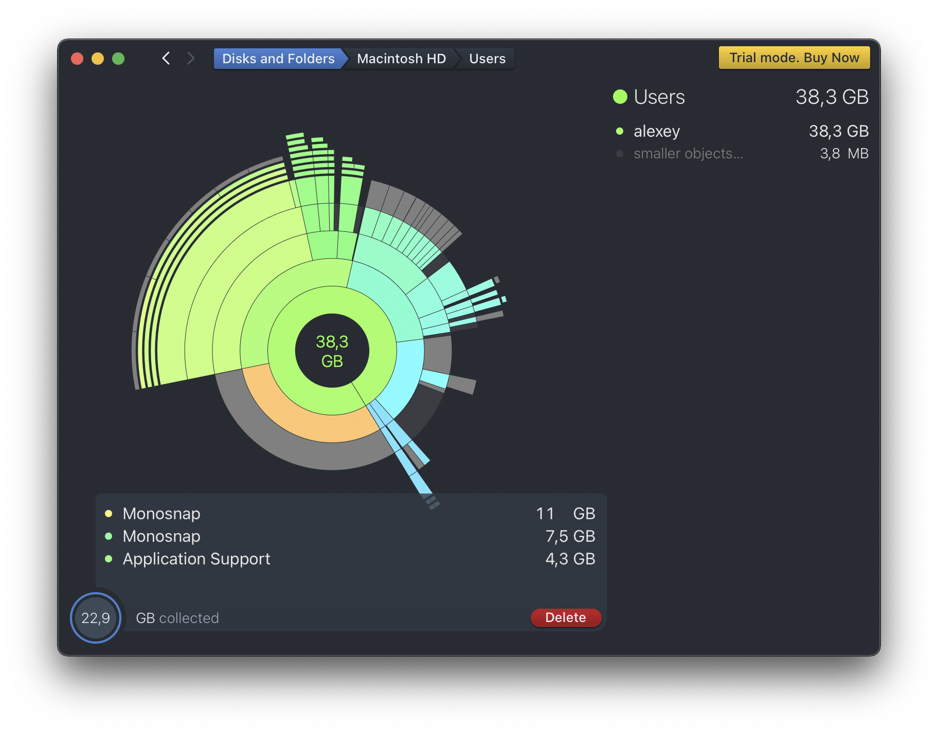 Drag and drop segment in DaisyDisk window