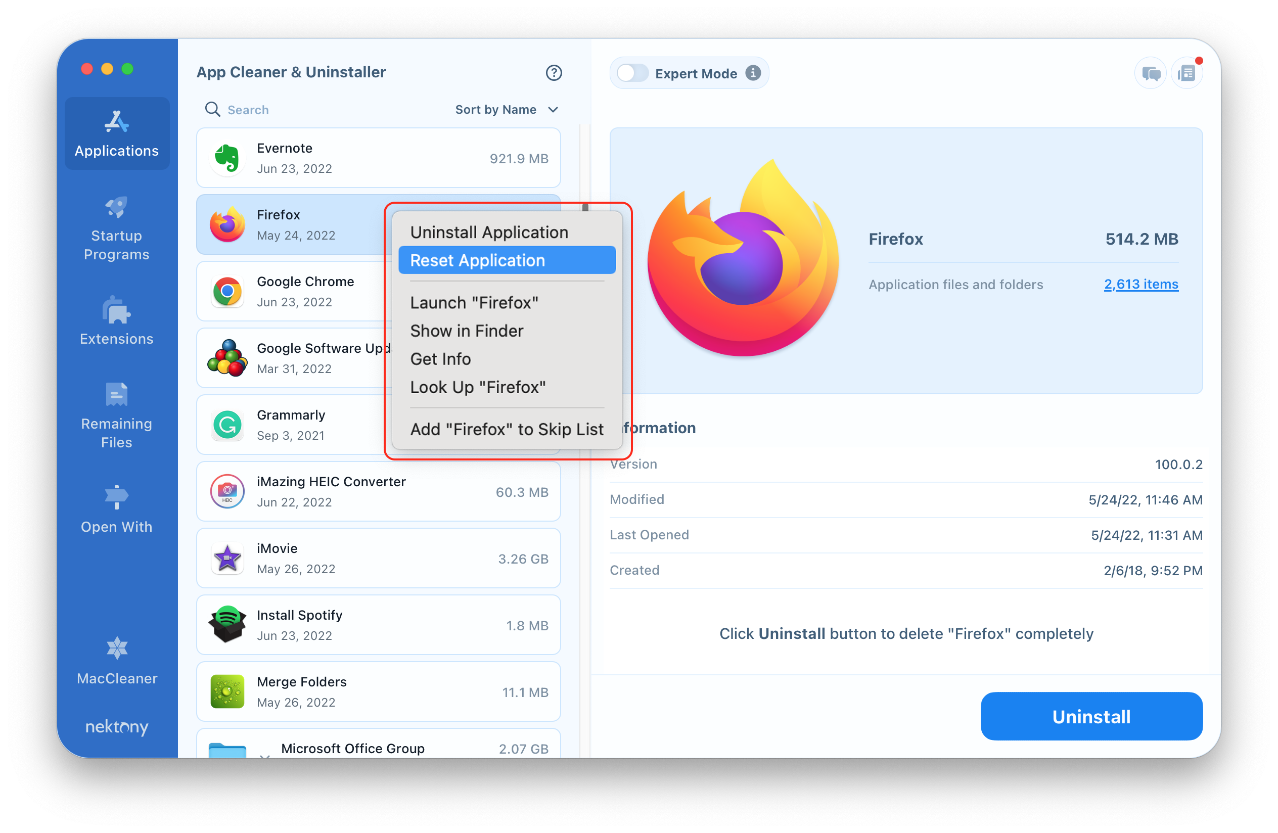Reset Firefox with App Cleaner & Uninstaller