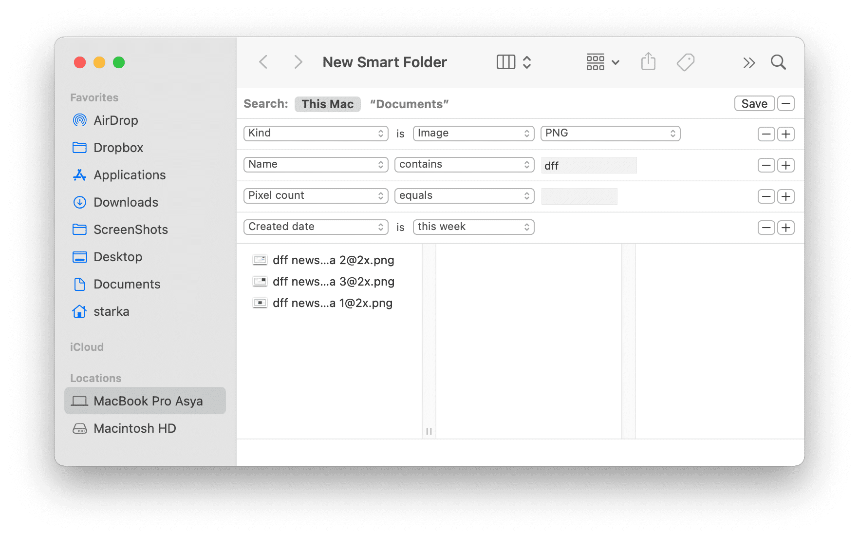 New Smart Folder filters in Finder