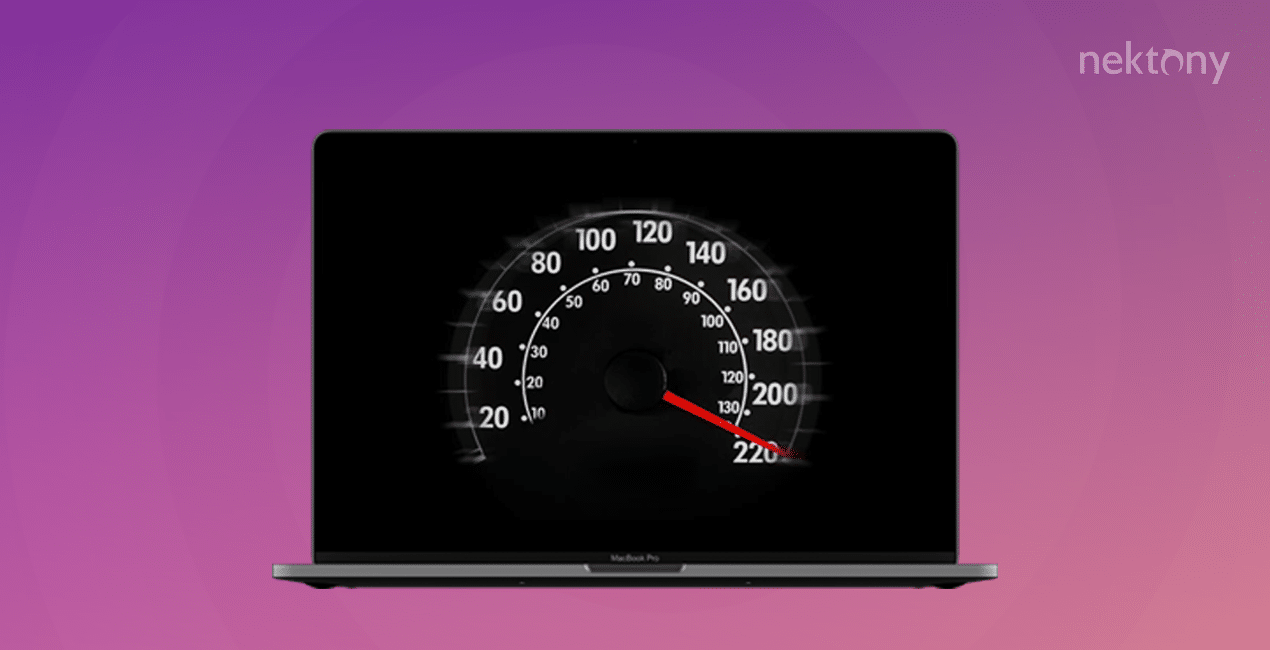 picture showing macbook and speedometer